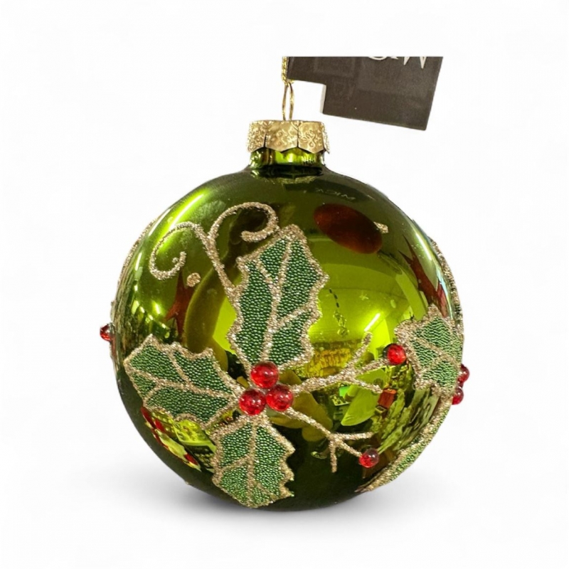 PALLINA DI VETRO VERDE CON ORNAMENTO art. 1180115
