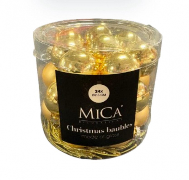 BOX 24 PALLINE DI VETRO GOLD 1180857