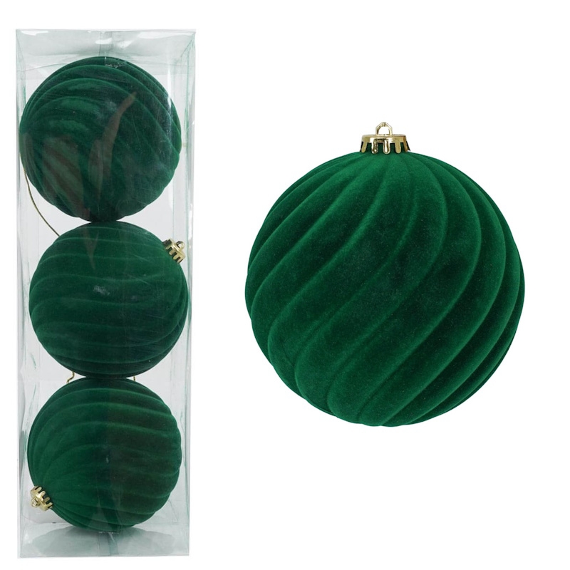 Palle Natalizie Decorate in Velluto D. 15 cm   LJ3D15-DECOR-5-GREEN