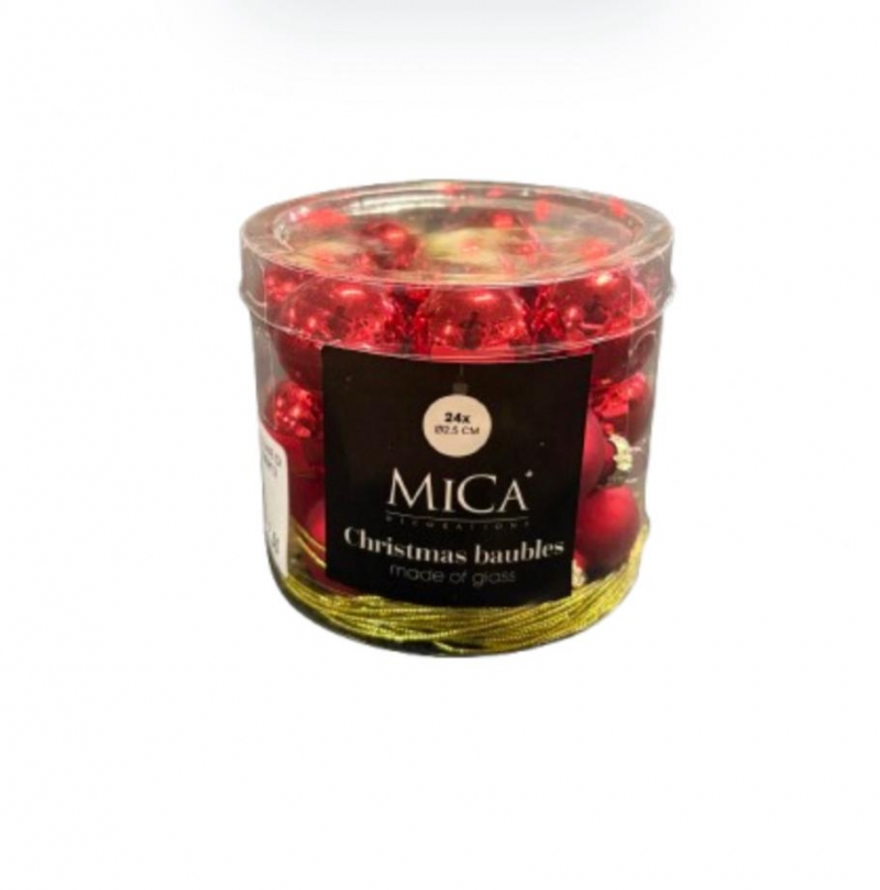 BOX  24pz: PALLINE DI VETRO RED  1180812