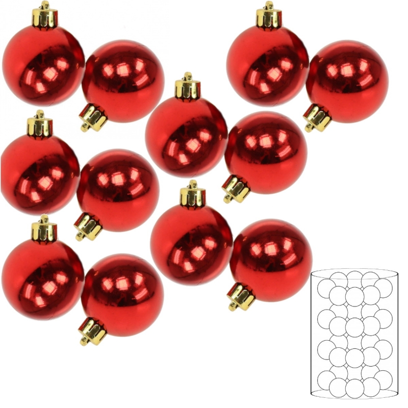 TUBO 48 PALLINE D.2,5 CM ROSSO LUCIDO HY48D25-RED-SHINY