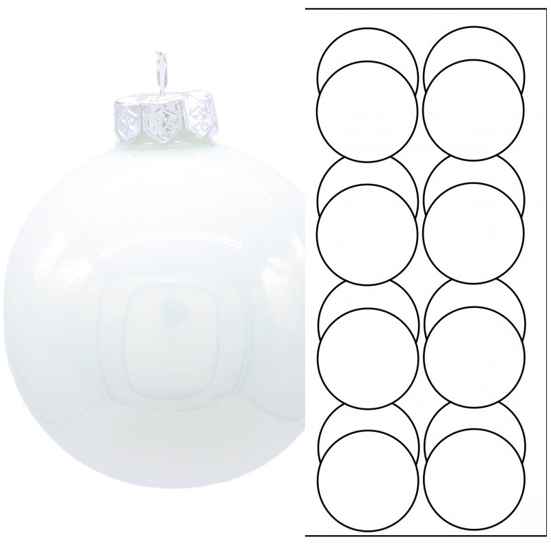 Palline di Natale in Vetro Lucido HY16D80-WHITE-SHINY