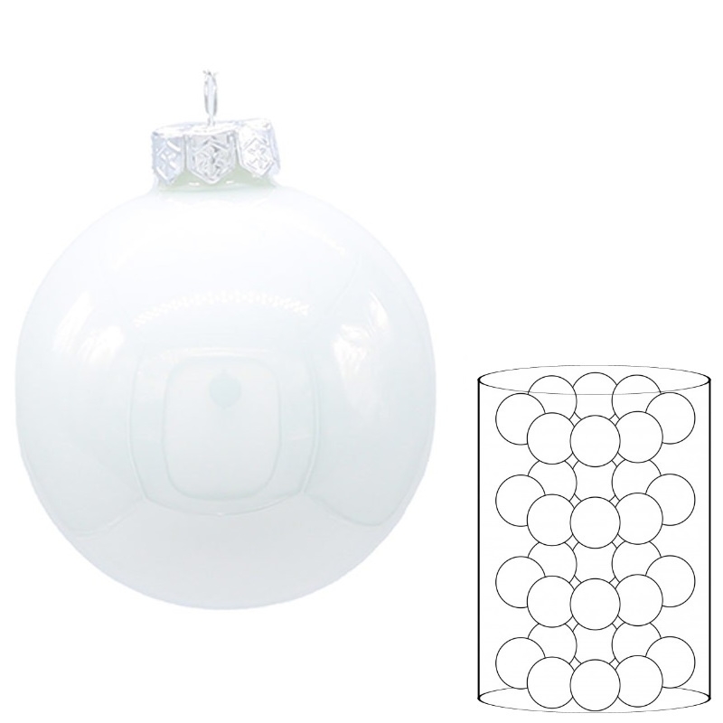 Palline di Natale in Vetro Lucido  8D100 ART.S17017B-WHITE-SHINY