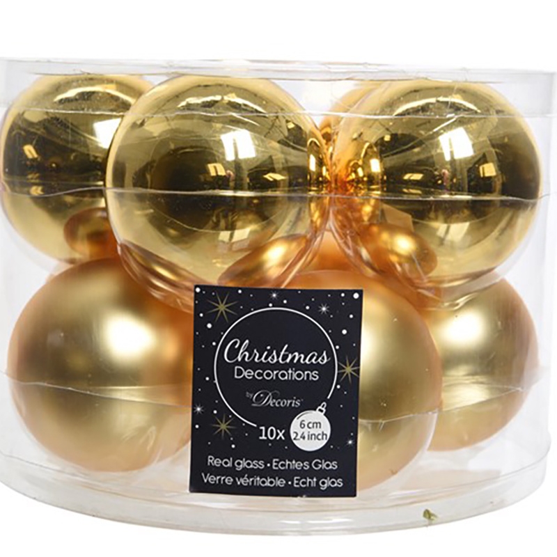  10 Palline Natalizie 60mm in Vetro Oro  1180859