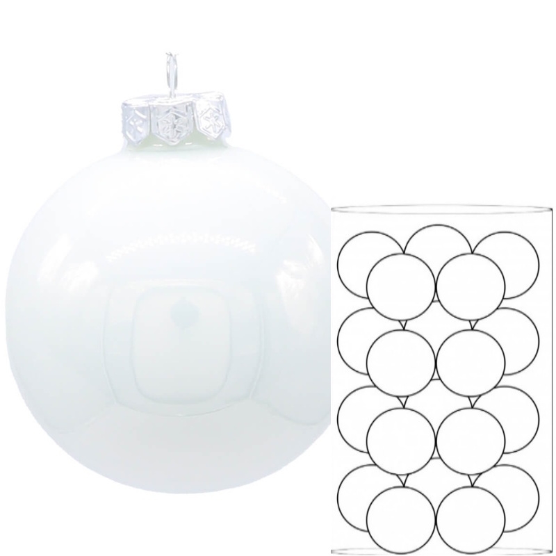Palline di Natale in Vetro Lucide 20D60 art. S17172-WHITE-SHINY
